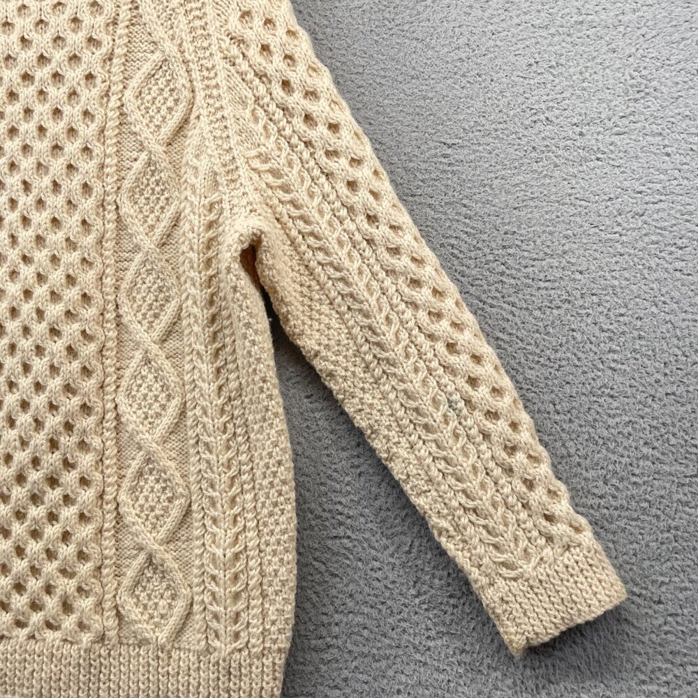 Vintage Mens Irish Fisherman Sweater KAM Knitwear Aran Hand Knits Wool 42 Medium - Picture 10 of 14